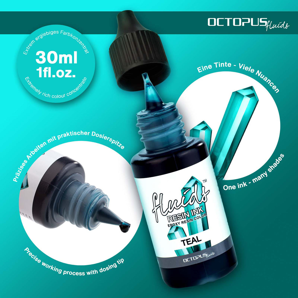 Octopus Fluids Resin Ink Teal Turquoise 30ml