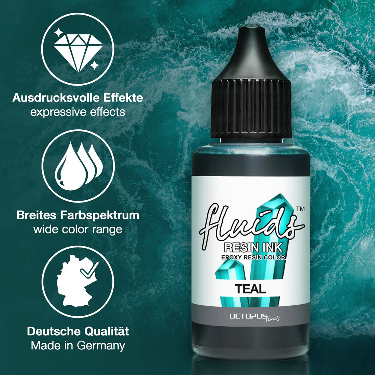 Octopus Fluids Resin Ink Teal Turquoise 30ml