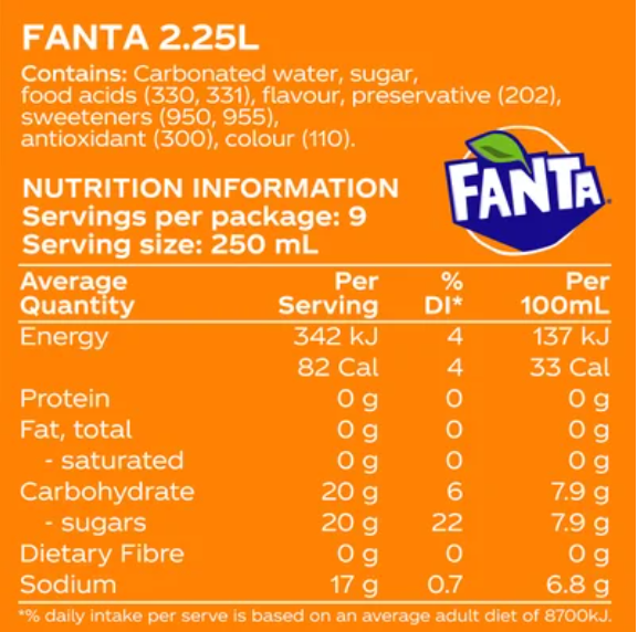 Fanta Orange Soft Drink 2.25l