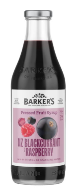 Barker's NZ Blackcurrant & Raspberry Pressed Fruit Syrup 710ml