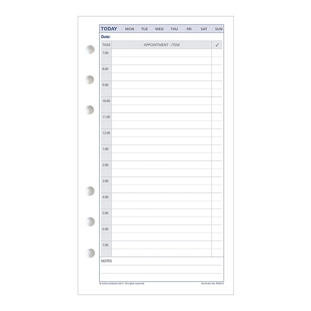 Debden Personal Dayplanner Refill Undated Day to a Page