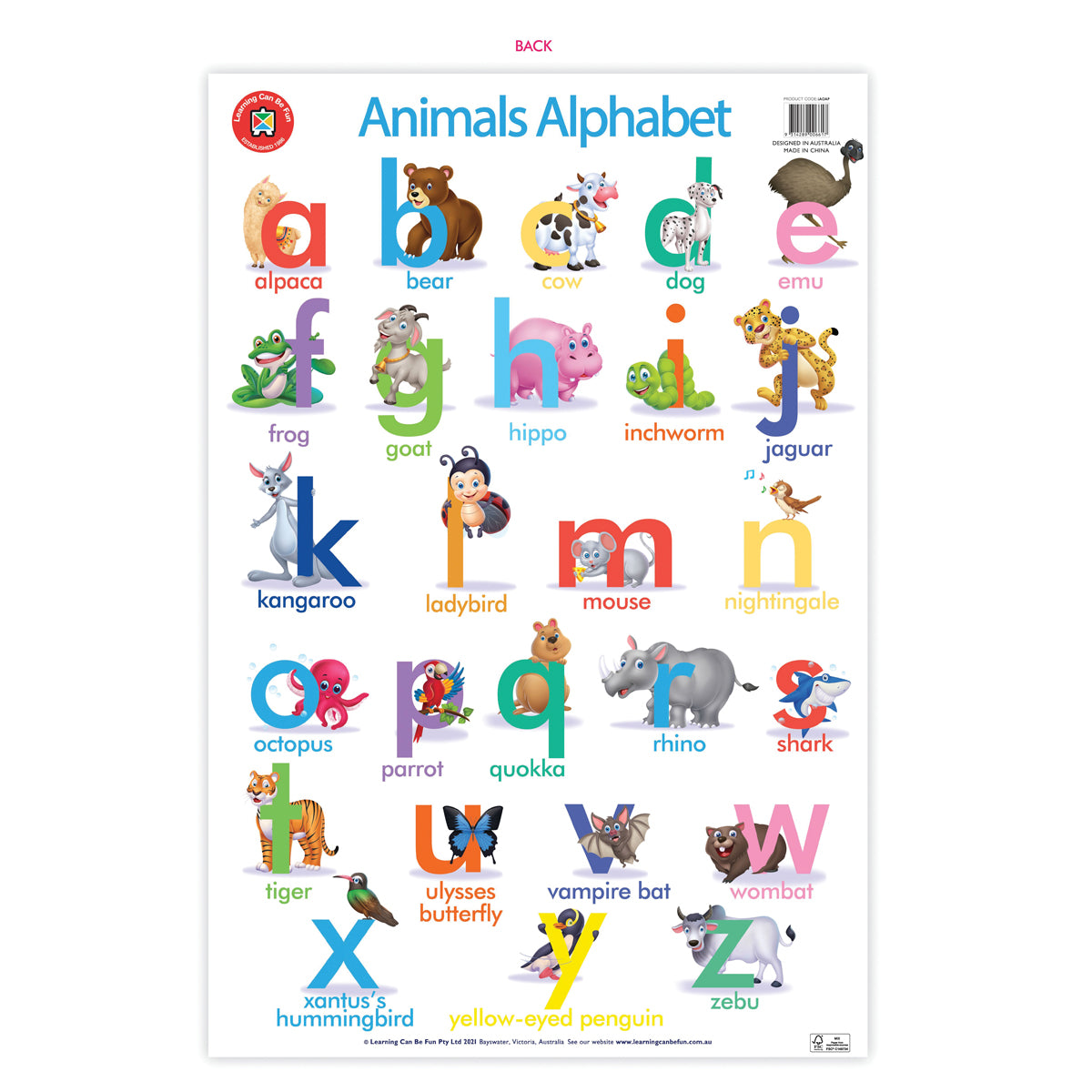 LCBF Wall Chart The Alphabet of Animals Poster