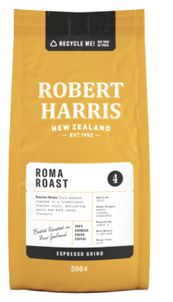 Robert Harris Roma Roast Espresso Grind 100% Fresh Arabica Coffee 200g