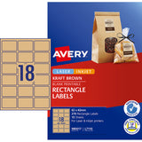 Avery Label L7110 Rectangular Kraft 18up 15 Sheets 62x42mm - Cafe Supply