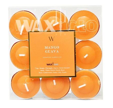 'W' SCENTED RANGE 4 HOUR TEALIGHTS (9pk) - MANGO GUAVA