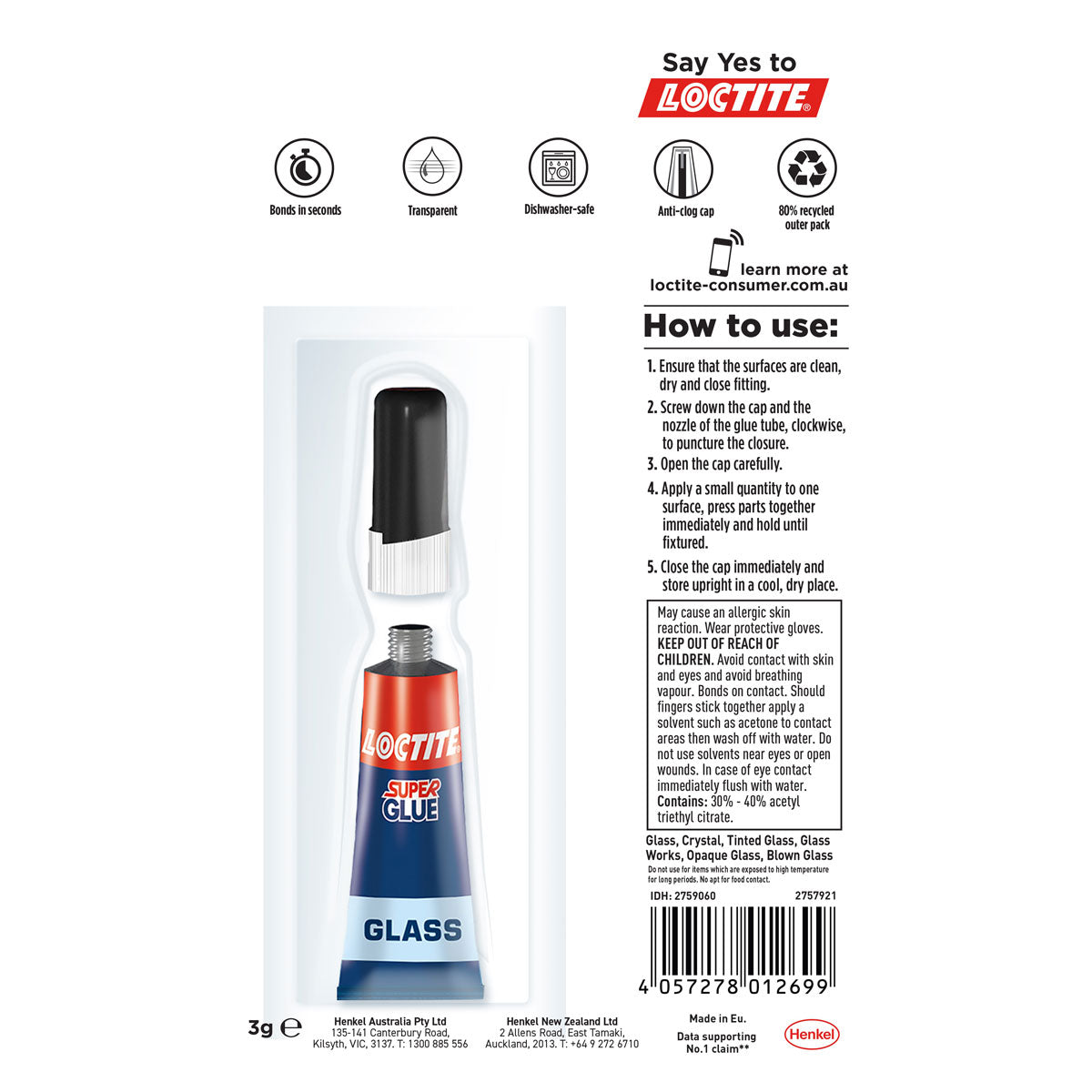 Loctite Super Glue Glass Liquid 3g - Cafe Supply