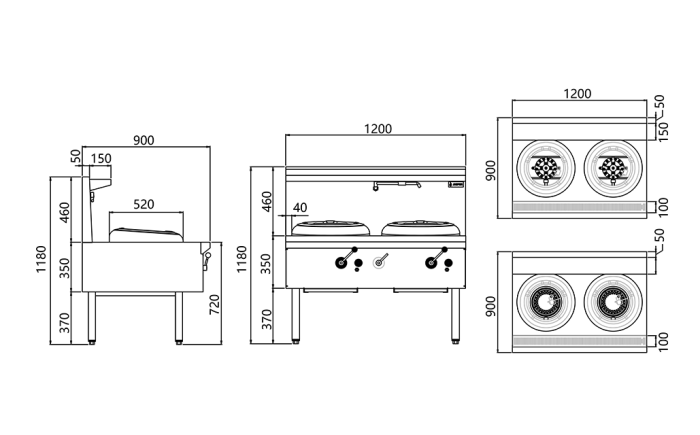 JASPER Double Wok Range(chimney burner) LPG