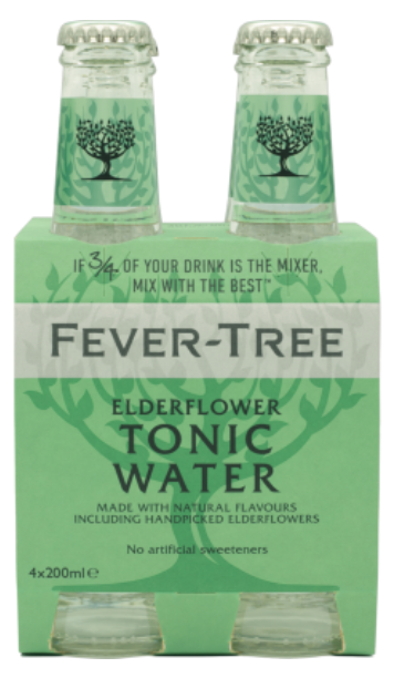 Fever-Tree Elderflower Tonic Water Bottles 4 x 200ml