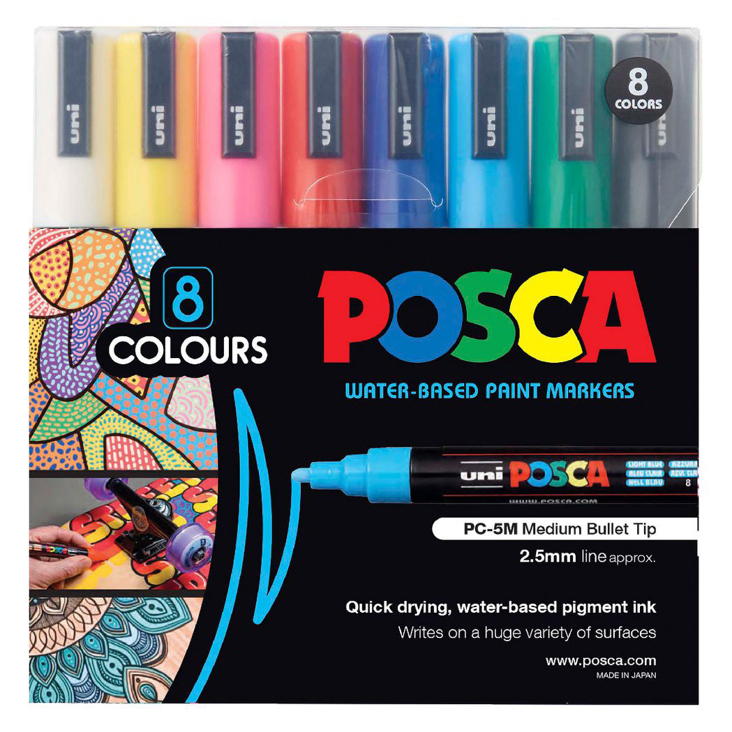 Uni Posca Marker 1.8-2.5mm 8 Piece Asstd PC-5M