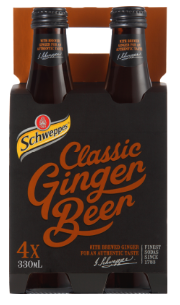 Schweppes Classic Ginger Beer Bottles 4 x 330ml