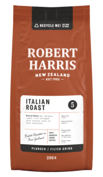 Robert Harris Italian Roast Plunger Filter Grind 100% Arabica Fresh Coffee 200g