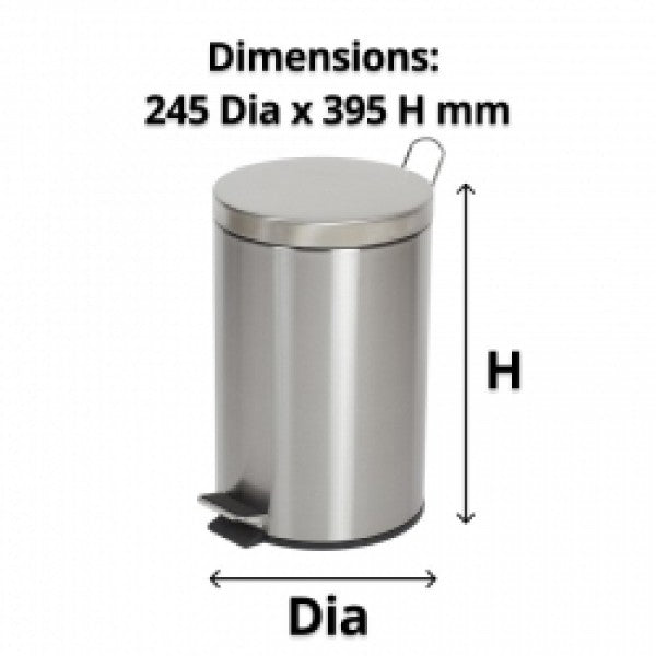 12L Round Stainless Steel Pedal Bin