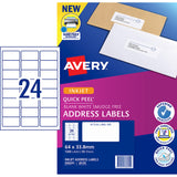 Avery Label J8159-50 Inkjet 24up 50 Sheets 64x33mm - Cafe Supply