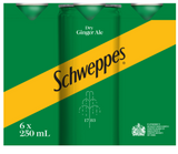 Schweppes Dry Ginger Ale Cans 6 x 250ml