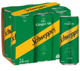 Schweppes Dry Ginger Ale Cans 6 x 250ml