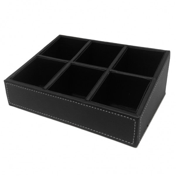 Black Leather 6 Comp. Display Tray