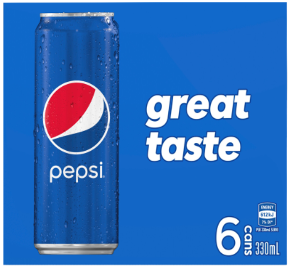 Pepsi Soft Drink Cans 6 x 330ml