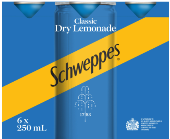 Schweppes Classic Dry Lemonade Cans 6 x 250ml