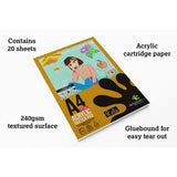 Artgecko Pro Acrylic Sketchpad A4 20 Sheets 240gsm White Paper - Cafe Supply