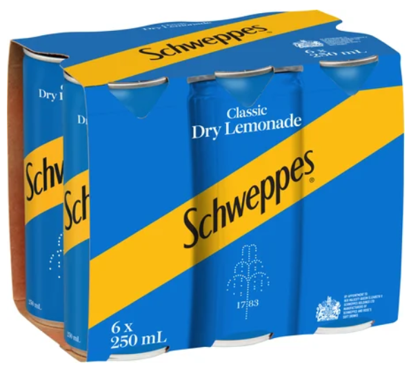 Schweppes Classic Dry Lemonade Cans 6 x 250ml