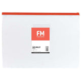 FM Data Wallet A4 Clear PVC With Zip Assorted