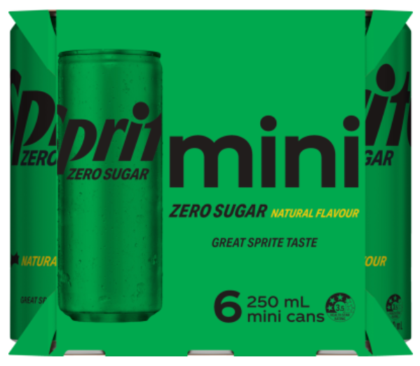 Sprite Zero Sugar Natural Flavour Soft Drink Cans 6 x 250ml