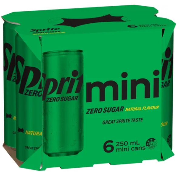 Sprite Zero Sugar Natural Flavour Soft Drink Cans 6 x 250ml