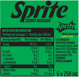 Sprite Zero Sugar Natural Flavour Soft Drink Cans 6 x 250ml