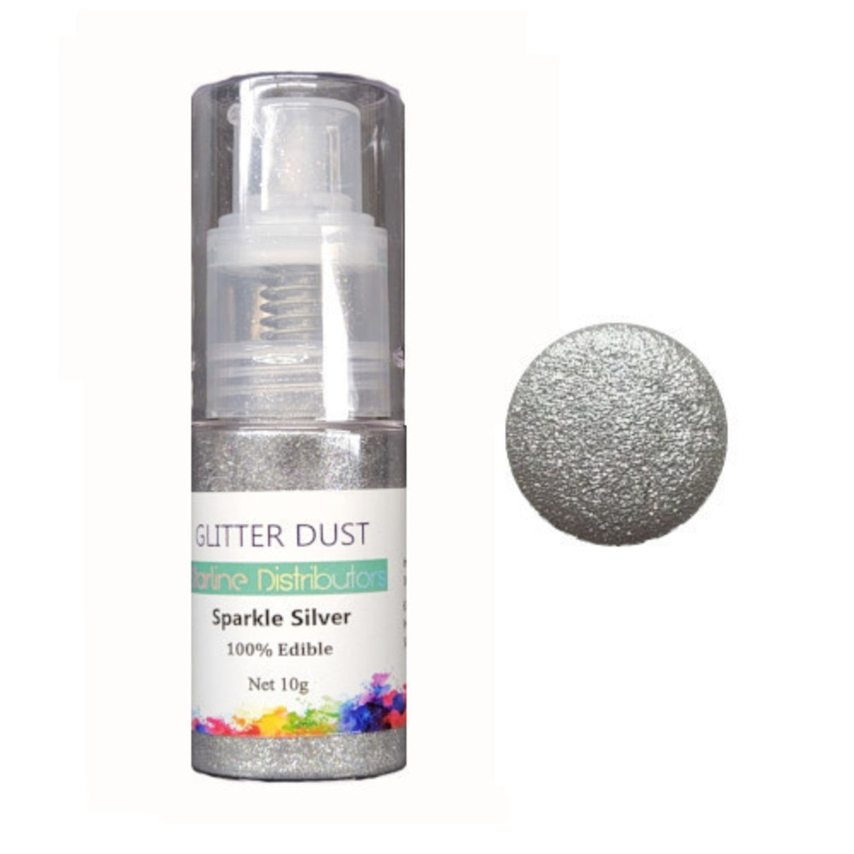 Glitter Dust - Silver Pump 10gm (100% Edible)