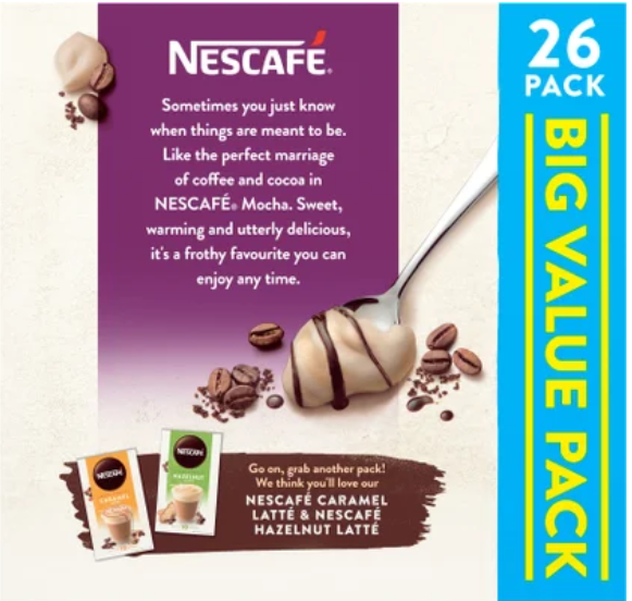 Nescafe Mocha Coffee Sachets Value Pack 26pk