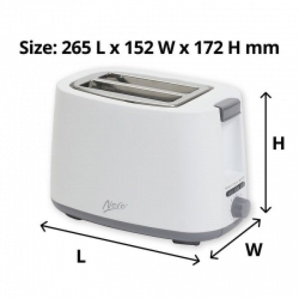 Nero White Toaster 2 Slice 850W