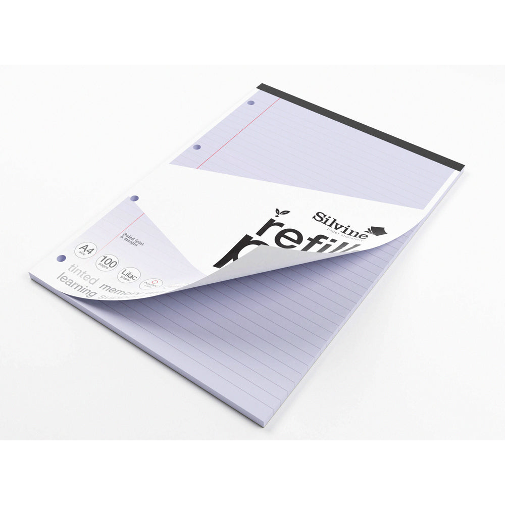 Silvine Tinted Refill Pad A4 8mm Lined with Margin 100 Pages Violet - Cafe Supply