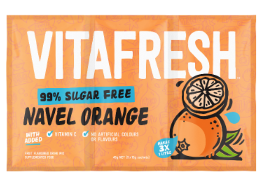 Vitafresh Naval Orange 99% Sugar Free Flavoured Drink Mix 3 x 15g