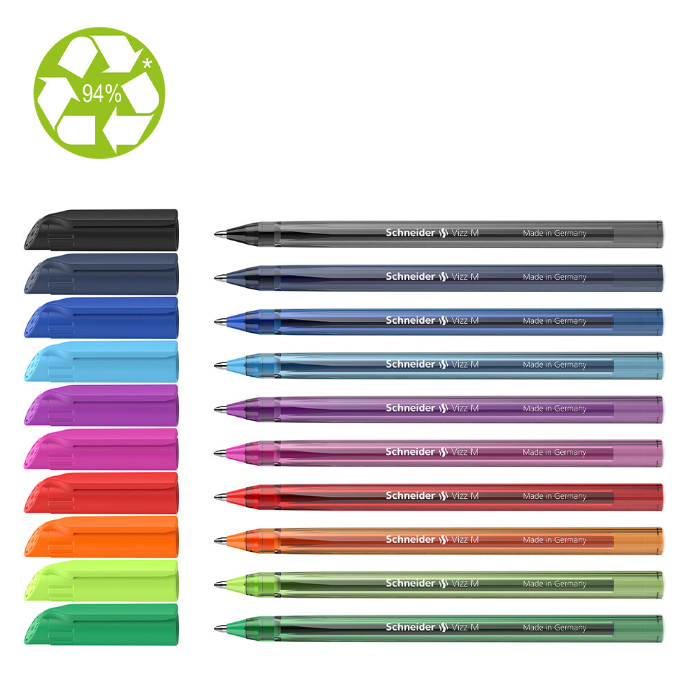 Schneider Ballpoint Pen Vizz Medium Assorted Wallet 10 pieces - Cafe Supply