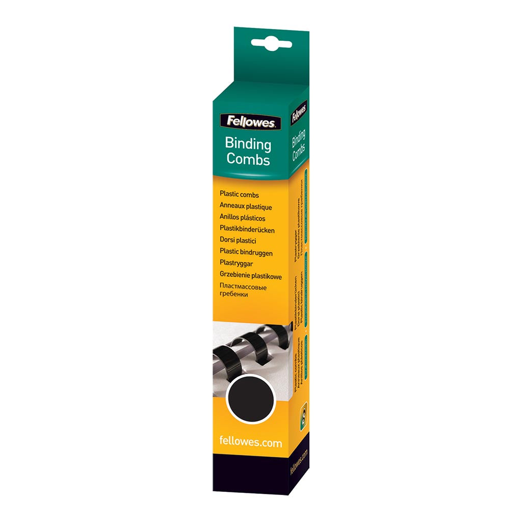 Fellowes Plastic Binding Coils 16mm Black, Pack of 25