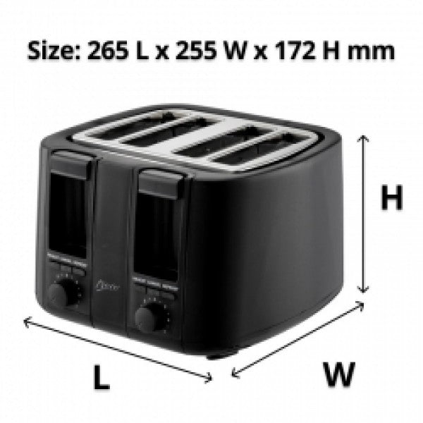 Nero Black Toaster 4 Slice 1500W Square