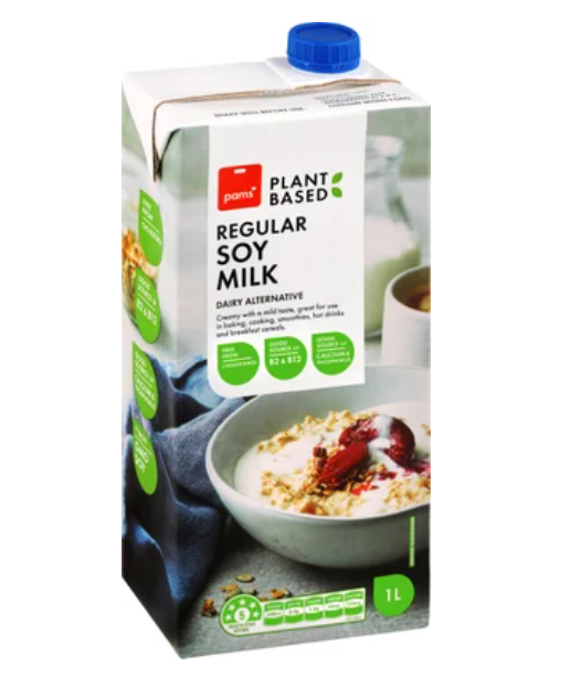 Pams Plant Based Regular Soy Milk 1l