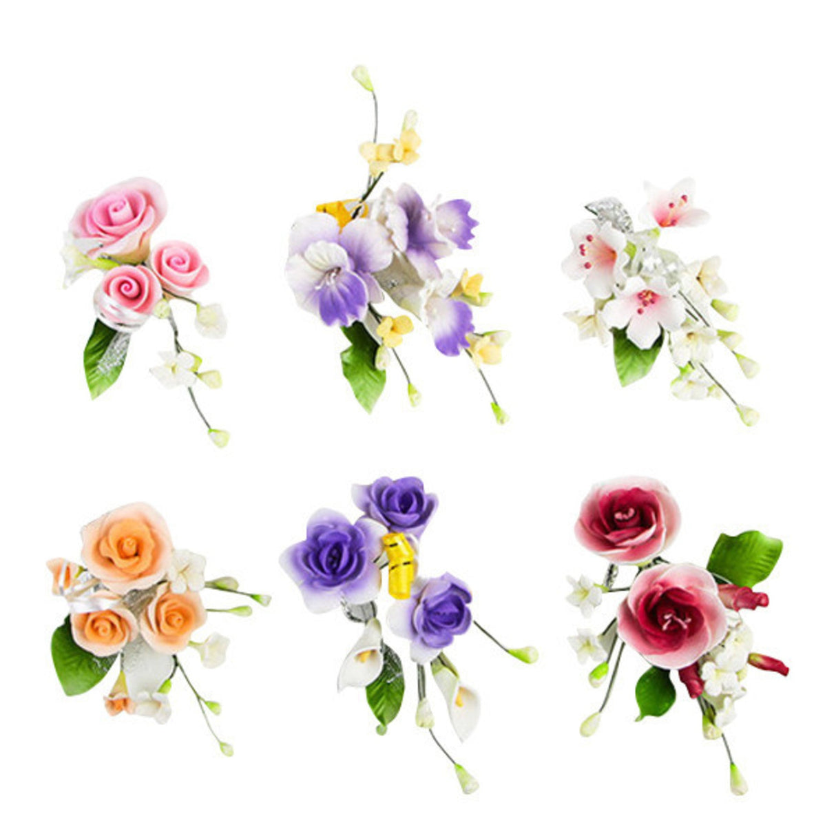 Assorted Icing Flower sprays, approx 100mm (Box of 6)