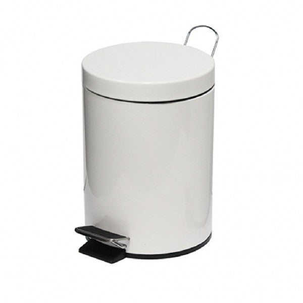 3L Round White Pedal Bin