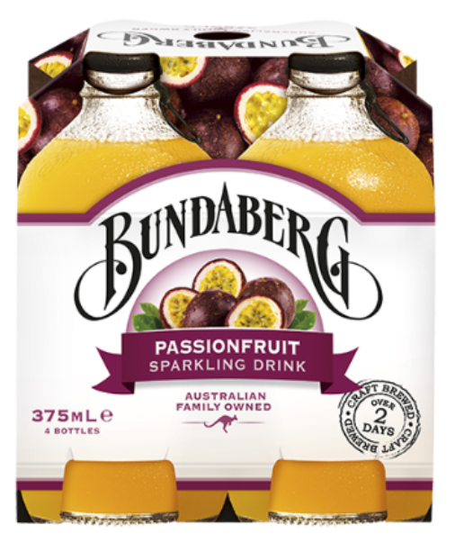 Bundaberg Passionfruit Sparkling Drink 4 x 375ml