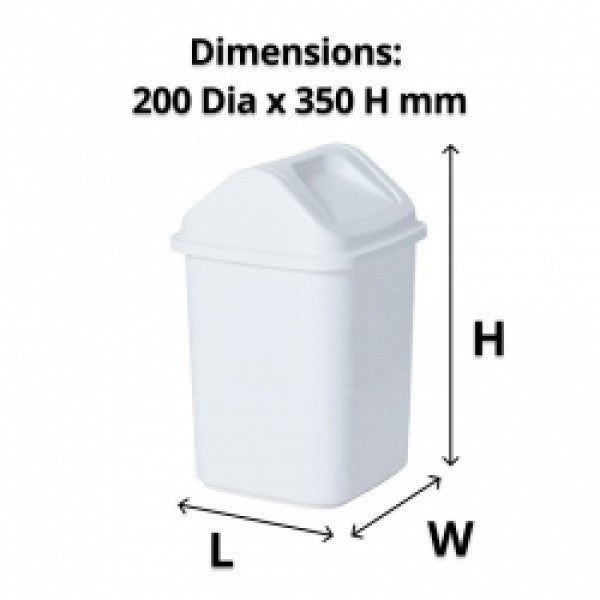 20L Rectangular White Swing Top Bin