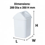 20L Rectangular White Swing Top Bin