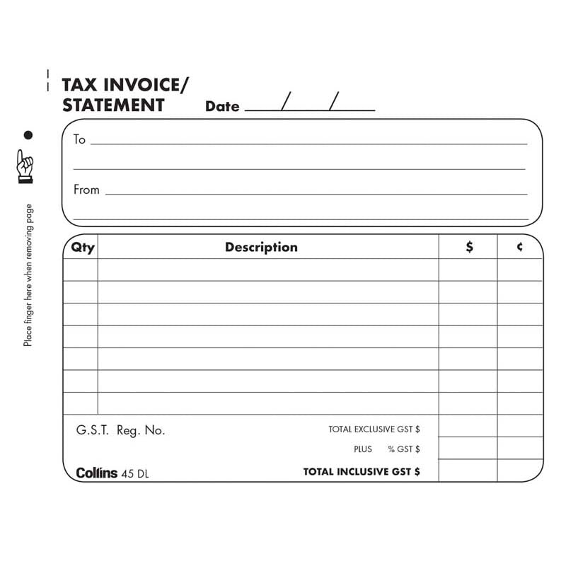 Collins Tax Invoice 45DL No Carbon Required - Cafe Supply