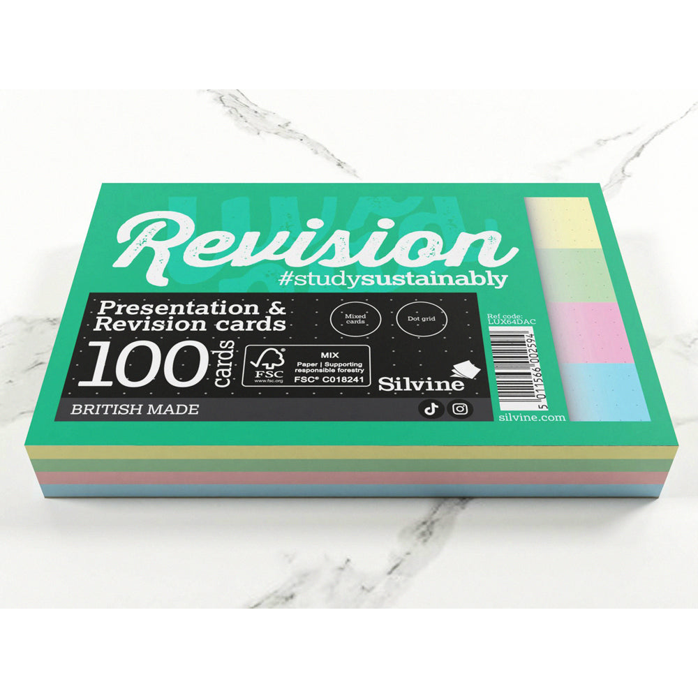 Luxpad Recycled Revision and Presentation Cards Dot Grid 6x4 100 Cards Assorted - Cafe Supply