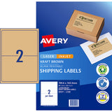 Avery Shipping Labels L7168 Brown Kraft 199.6x143.5mm 2up 20 Sheets - Cafe Supply