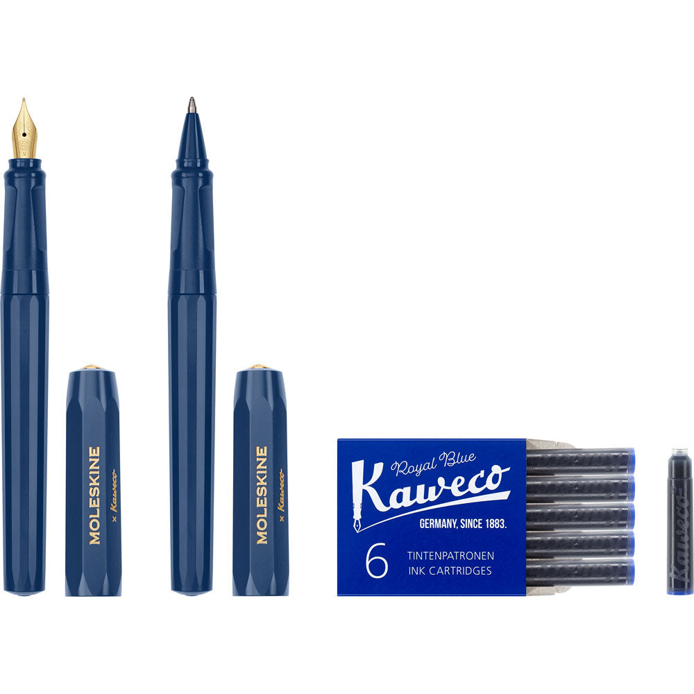 Moleskine Kaweco Ballpoint + Fountain Pen Set Blue - Cafe Supply