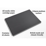 Artgecko Classy Sketchbook A3 Landscape 80 Pages 40 Sheets 150gsm White Paper - Cafe Supply