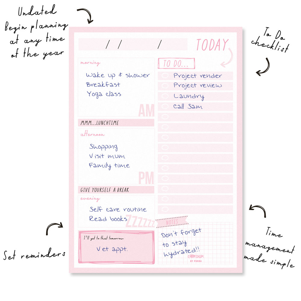 Pukka Carpe Diem Daily Planner Pad Ballerina Pink