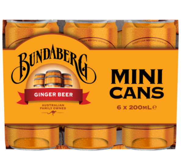 Bundaberg Ginger Beer Mini Cans 6 x 200ml