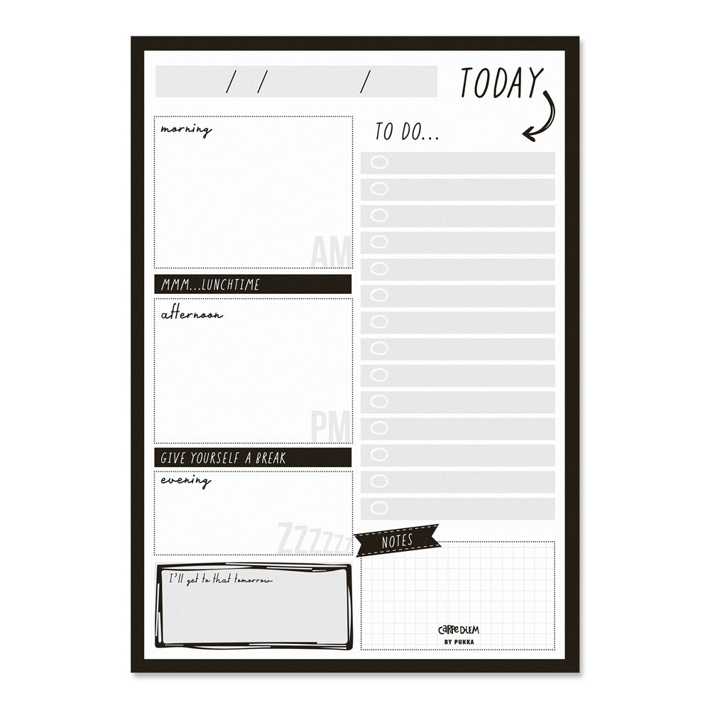 Pukka Carpe Diem Daily Planner Pad Black